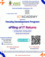 Faculty Development Program on “E-Filling of IT Returns” in association with ICT Academy Chennai 2026 Faculty Development Program Poster